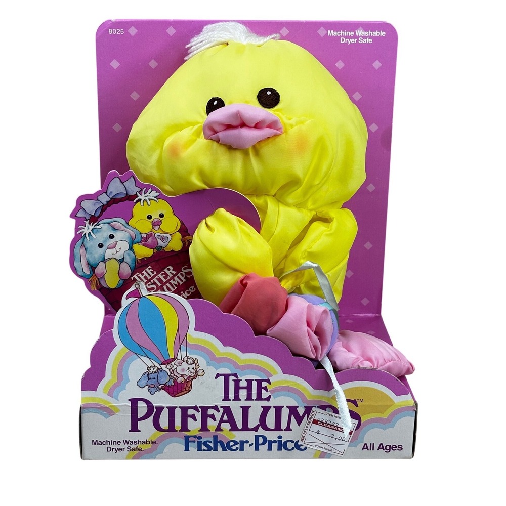 Vintage 1987 Fisher-Price Puffalumps Easter Chick Plush Yellow Bird READ